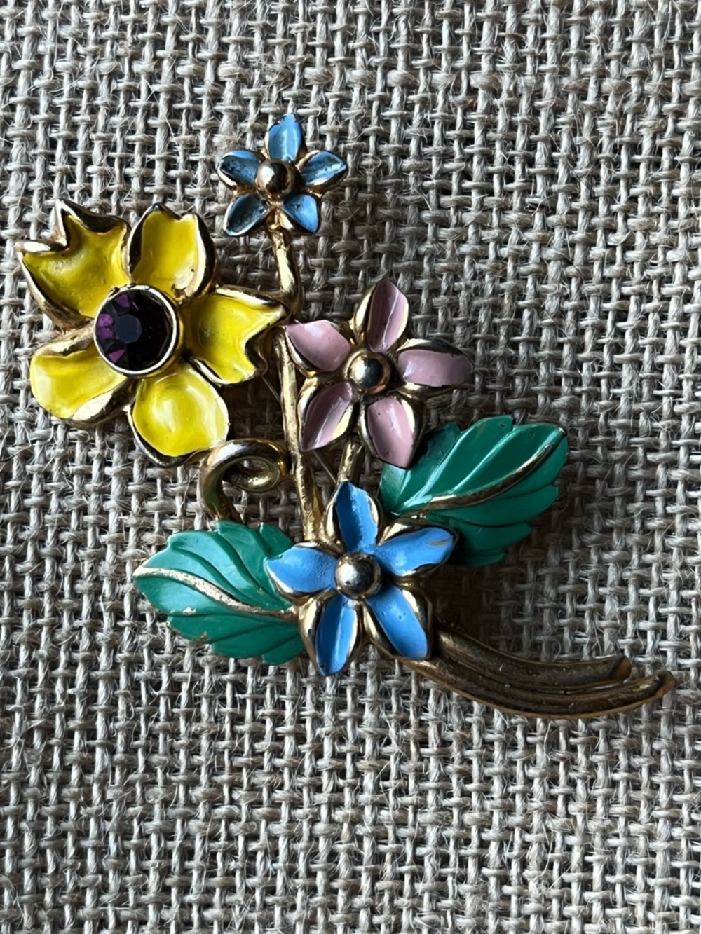 Vintage Floral Enamel Brooch